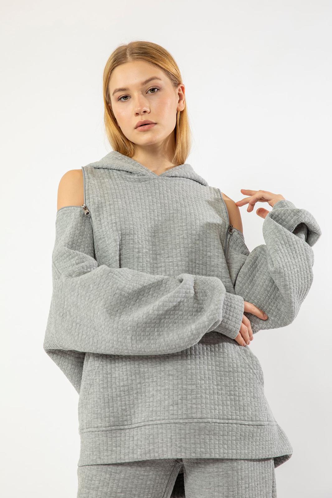  Kadın Sweatshirt-Gri S/M/L/XL Bedenleri stokla
